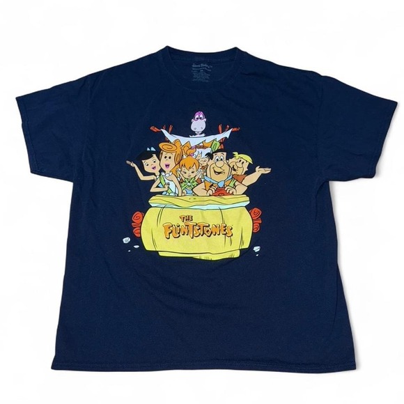 Navy blue Hanna Barbera Flintstones graphic tee - Picture 1 of 3